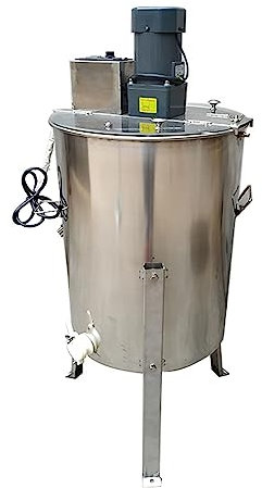 WRJAHCG Edelstahl Honigschleuder Elektrisch, 4 Rahmen Honey Extractor mit Acryl Transparenter Abdeckung Verstellbarer Ständer, für Imker und Bienenzüchter Zubehör,4 Frames