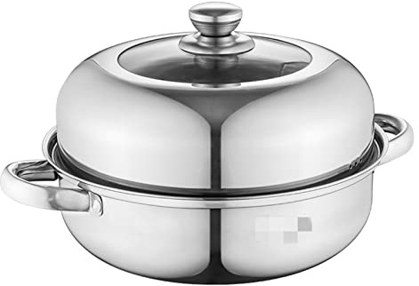 ANSNOW Steamer Pan Steam Cooker Soup Cooker Gas Induction Cooker General Steamer Cooking/Silver/26 * 11 * 8.5Cm