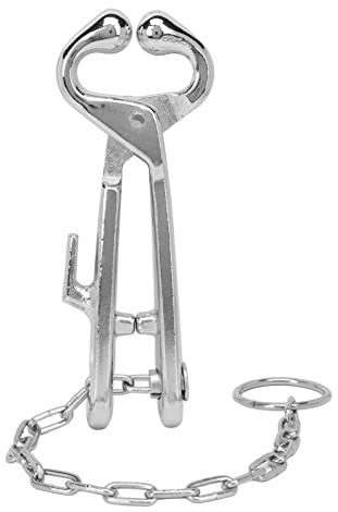 Rinder-Nasenring, Vieh-Nasenring aus rostfreiem Stahl für Nutztiere, Bullen-Kuh-Nasen-Rinder-Nasenzange, Rinder-Clip, mit Kettenziehwerkzeug, für Farm Ranch Veterinary