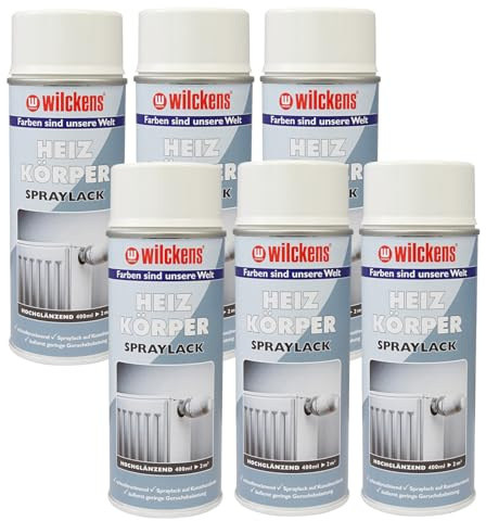ARLI Set: Heizkörper Lackspray 6 x 400ml weiss hochglänzend weiß Schnelltrocknender Spraylack Heizkörperlackspray auf Kunstharzbasis Spraydose für Heizkörper Wasserboiler Radiatoren Warmwasserrohre