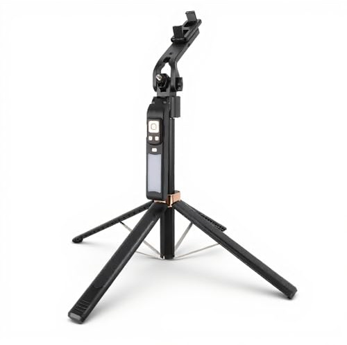 Auto Face Tracking Phone Stabilizer with Fill Light, 5.9FT Extendable Quadrupod Selfie Stick, Gesture Controlled Smartphone Gimbal for Vlogging and Live Streaming, 270° T