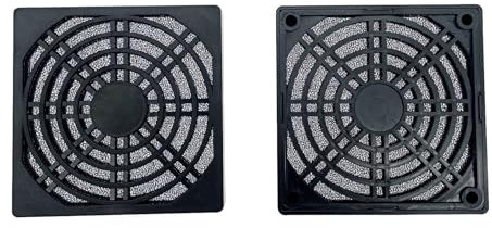 JZK 2xGrilles ventilateur plastique PC avec feuille mousse l'intérieur pour ventilateur 80x80mm, filtre poussière ventilateur boîtier 8cm, couvercle grille filtre ventilateur refroidissement 80mm