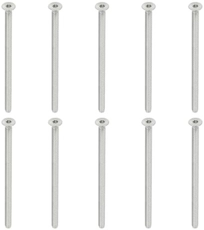 PATIKIL M4 x 70mm Flat Head Socket Cap Screws, 10 Pack 304 Stainless Steel 18-8 Machine Screws Flat Countersunk Bolts Hex Socket Drive Fasteners Grade 6.8