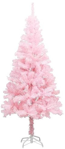 Azzrora Alberi di Natale Particolari, Alberi di Natale Artificiali, Albero di Natale Facile da Montare, Albero di Natale Moderno, Albero di Natale Artificiale Sottile con Base Rosa 210 cm PVC