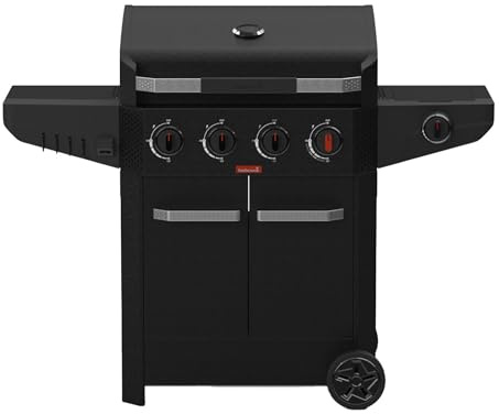 Barbecook Barbecue à gaz Luca 412 avec armoire et réchaud latéral noir 145.4x60.3x112.3cm