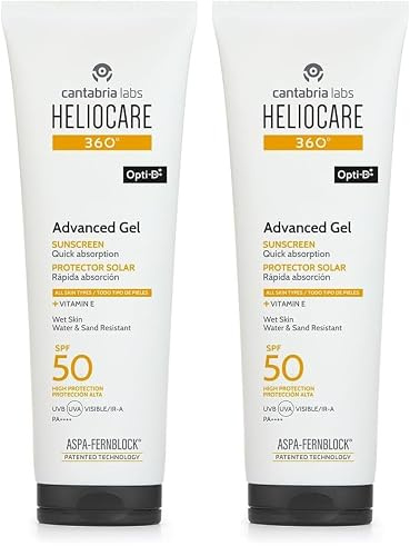 Cantabria Labs Heliocare Advanced Gel Spf 50- Crema Solar Corporal, Textura Gel, Ligera, Rápida Absorción, Sin Efecto Blanqueante, Antioxidante, Todo Tipo De Piel, 250ml (Paquete de 2)