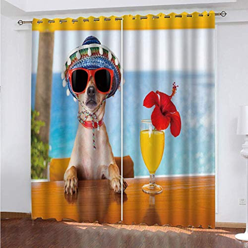 MAYNUO Blickdichte Vorhänge Mit Motiv 3D Tier Und Hund Kreativität Kinder Gardinen Ösen Gardine Thermo 280x160 cm Schlafzimmer Kinderzimmer Vorhange Dekoratives Muster, Verdunklungsvorhänge