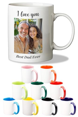 Father's Day Personalised Mug – Custom 11oz Ceramic Cup with Photo, Text, Name or Design, a Unique Gift for Dad, Grandpa, Ideal for Birthdays & Special Occasions.