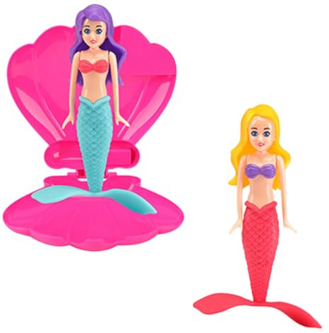 JYNVO Un set di giocattoli subacquei per bambini a forma di sirena, con conchiglie rosa, giocattoli a forma di sirena, adatti per vasche da bagno, piscine, allenamento subacqueo e giochi acquatici