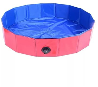 Inflatable Pool Foldable Bathing Pool Tub Non-Inflatable Paddling Pool(120 * 30cm (Red pet pool))