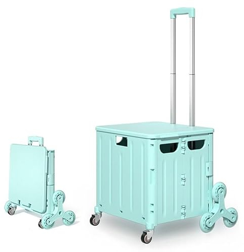 Carrello pieghevole per salire le scale, carrello leggero con ruote silenziose e manico in alluminio regolabile per viaggi e shopping facili
