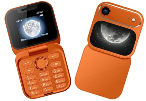 Tosuny Mini Téléphone à Clapet débloqué, Petit Téléphone à Clapet 2G pour Personnes âgées, Téléphones Portables avec écran de 1,77 Pouces, Haut-Parleur, Double Emplacement SIM, (Orange)