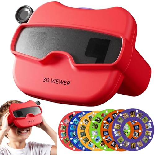 Joygoodta 3D-Viewer, unterhaltsame, lehrreiche Kaleidoskope für Kinder mit 6 Rollen, neuartiges, augensicheres Naturspielzeug für Mädchen, Jungen, Erwachsene ab 3 Jahren, Rot