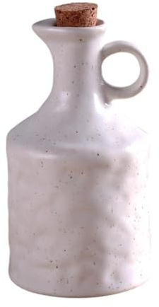 Distributeur d'huile en céramique, 400 ml, bouteille d'huile de cuisine vintage avec bec verseur, huilier d'huile d'olive pour la cuisine, récipient à sauce d'assaisonnement blanc/vert (blanc)