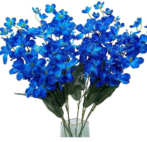 HKVTVCYPYA 10 pezzi di orchidee artificiali fiori blu steli lunghi sfusi for la casa di nozze(Sky blue)