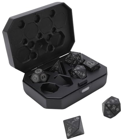 Yusat Juego de Dados LED Luminosos, Se Ilumina Automáticamente Cuando Se Lanza con Números Claros Durante 20 Segundos, con Caja de Carga, para Juegos de rol y Juegos
