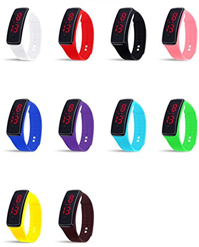 CdyBox Unisex Silicone LED Digital Creative Touch Screen Sport Watch Bracelet 10 Pack