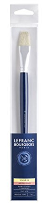 Lefranc Bourgeois 810100 Schweineborstenpinsel in feiner Qualität für Ölfarbe oder Acrylfarbe - 1 Flachpinsel Nr. 30, langer Stiel