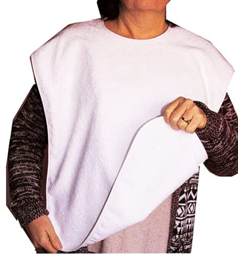 Ti TIN Pack 3 Bavaglini Adulti 50×60 cm Chiusura a Nastro – Spugna 73 % Cotone + 27 % Poliestere, Interno Impermeabile, Lavabili, Comfort Totale, colore bianco