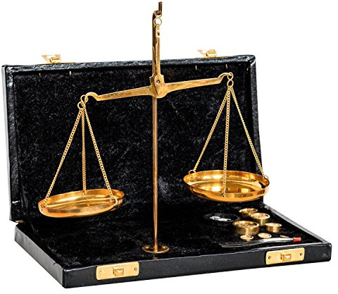 Waage Feinwaage Goldwaage im Etui Apothekerwaage Antik-Stil 21cm Dekoration
