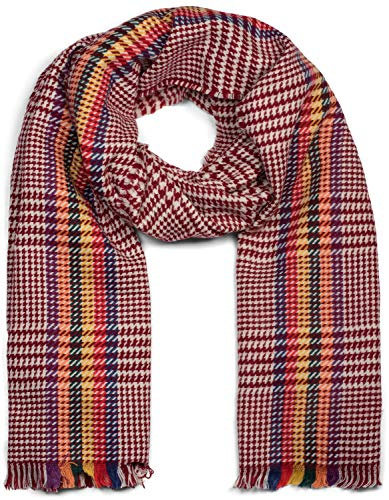 styleBREAKER Damen Schal Pepita Hahnentritt | Voluminöses warmes Wintertuch mit bunten Streifen, umlaufende kurze Fransen, 70x200 cm großes XXL-Format, Stola Halstuch