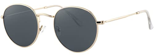 EFE Polarisierte Sonnenbrille Retro Lennon Rund mit Metallrahmen Polarisierte Sonnenbrille UV400 für Damen und Herren