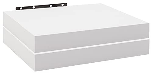 WOLTU Wandregal,Schweberegal Weiß,25x22.9x3.8cm,MDF 2er | Wandregal Wandboard Bücherregal Regale für Deko für Büro, Wohnzimmer, Schlafzimmer, Küche