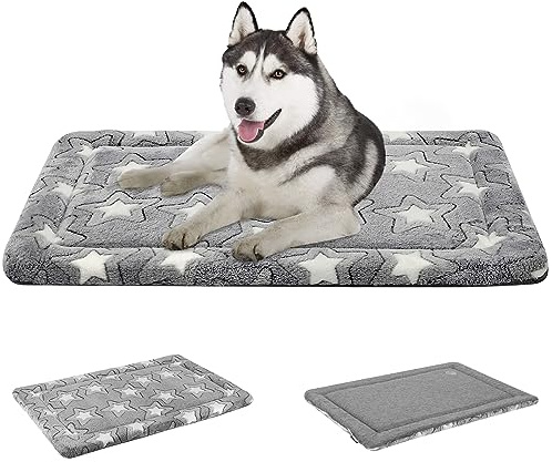 EMPSIGN Large Dog Bed Washable Reversible Cool and Warm Mattress for Crate with Removable Cover, Grey, 92x61x2.8cm