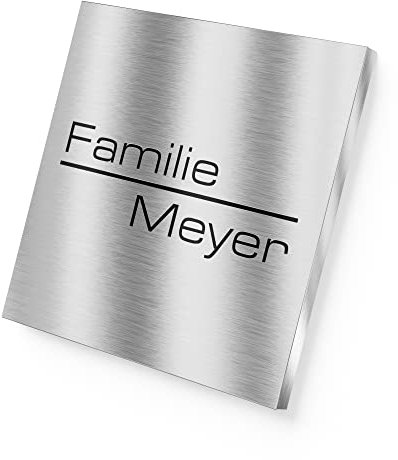 Graviers, targhetta per il nome in acciaio inox con incisione in acciaio inox, cassetta delle lettere con nome per la porta di casa, autoadesiva, perni filettati o adesivo in silicone, campanello