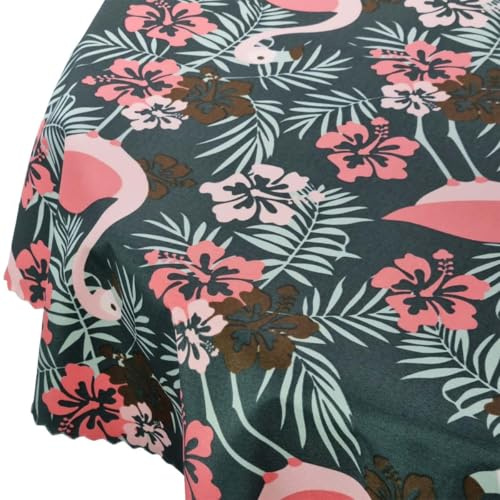 Rund wasserdichte Tischdecke Gartentischdecke Wasserabweisend Wetterfest Garten Balkon Terrasse Rosa Pink Flamingos Durchmesser: Ø 160 cm
