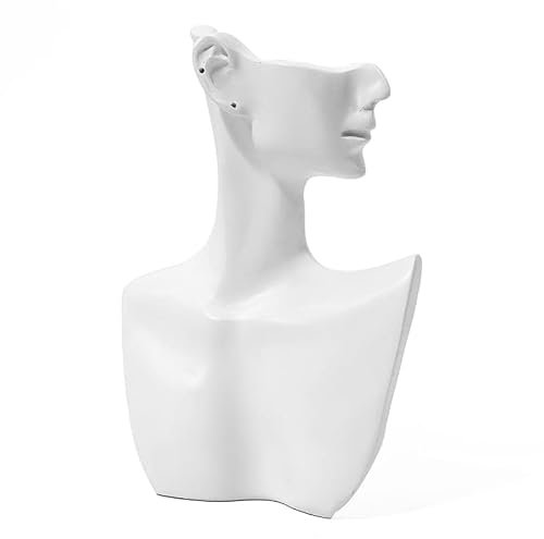 GISELA D Maniquí de joyería, soporte para collar y pendiente, soporte para exhibición de busto de maniquí para colgante pendiente y joyería (blanco-S-11 x 7,5 cm)