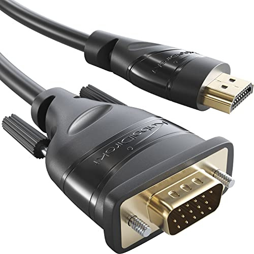 KabelDirekt – HDMI-VGA Adapter Kabel – 1m – in Deutschland entwickelt (HDMI auf VGA/D-Sub 15, Monitorkabel zum Anschluss von PC/Laptop und anderen HDMI-Geräten an VGA-Bildschirme bei 1080p/60Hz)