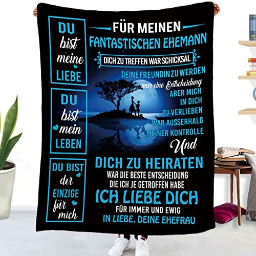 Tospass Kuscheldecke Personalisierte Decke An Meinen Ehemann Decke Flanell Briefdecke Positiv Ermutigen Nachricht Brief Decke Tv-Decken Geschenk Hochzeitstag Valentinstag Geburtstag 150x220 cm