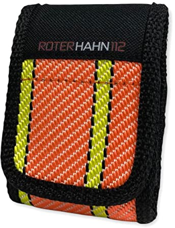 Roter Hahn 112 | DME Meldertasche Feuerwehr – Melder Holster aus Feuerwehrschlauch BZW. Feuerwehrkleidung, universelle Pieper Tasche mit Klettverschluss, handgefertigtes Unikat