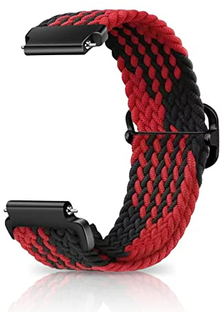 CeiBand Geflochtenes Solo Loop Elastische Armband, 18mm 19mm 20mm 22mm Verstellbares Herren Damen Weiches Aatmungsaktive Sportbänder Uhrenarmbänder Ersatzarmband - 22mm Schwarz Rot