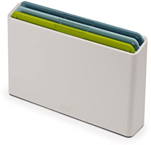 Joseph Joseph Duo Icon Juego de 3 Tablas Cortar de Cocina con Código de Colores y Estuche de Almacenamiento, Plastico, Multicolor