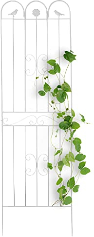 Gartenspalier, Gartenpaneel Aus Metall, Kletterpflanzenspalier, Freistehende Ranksäule Für Garten, Gartenpflanzenstütze, 200 X 60 cm, Schwarz/Weiß (Color : White, Size : 200x60cm/79x24in)