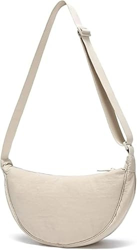 Crossbody Bag Damen, Halbmond Tasche, Shoulder Bag, Handtasche Klein, Bauchtasche Mit Verstellbarer Schultergurt - für Büro, Schule, Einkauf (Weiß)