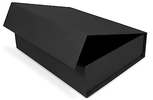 Verpackungswelt Geschenkbox mit Deckel | 31 x 22 x 7 cm | Magnetverschluss | Ideal für Geburtstage, Hochzeiten, Weihnachten, Geburt | Schwarz Natur