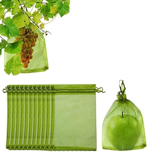 100 Stück Obstschutzbeutel Traubennetzbeutel Anti-Insektennetz Feinmaschiger Organzabeutel Wiederverwendbare Gartenpflanze Erdbeere Schutznetz gegen Wespen Essig Fliegen (10 x 15 cm)