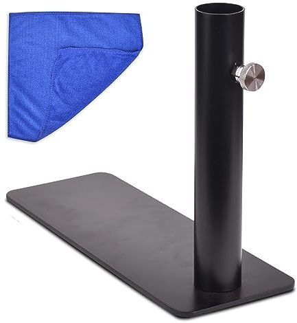 ALPHABET WONDERS Fahnenmast-Reifenhalterung – tragbarer Standfuß mit Sockel, passend für 3,8 cm Fahnenmast für Auto, Camping, Heckklappe – komplett mit Mikrofaser-Reinigungstuch
