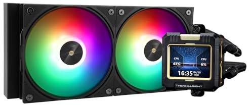 Thermalright FW 240 Black ARGB- AIO CPU Liquid Cooler,IPS LCD Screen with 320x240 Resolution,for AM4/AM5,Intel LGA1700/1851,2.4 inch Screen for Images and Double Fans-Black ARGB