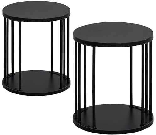 HDANI Runder Holzhocker Kinder Erwachsene,Tritthocker 2er Set,Schwarz