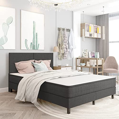 Rantry Boxspringbett Boxspring Bettgestell Bettrahmen Bettgestell Einzelbett | Doppelbett Rahmenbettgestell Gästebett Jugendbett Grau Stoff 180x200 cm Bett für Schlafzimmer