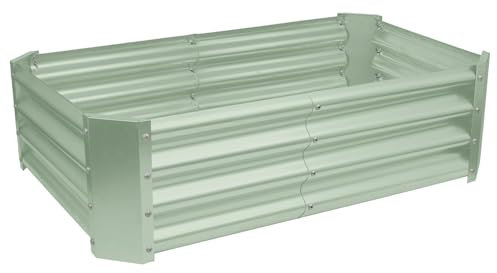 Harbour Housewares Raised Garden Bed - Green - 120 x 60cm - Rectangle - Bottomless Metal Raised Bed Galvanised Steel Planter Box for Growing Outdoor Plants, Vegetables, Flowers and Herbs