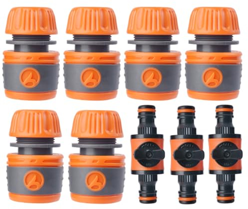 AstarFavor 9 pièces Connecteurs de Tuyau, Raccord de Tuyau d'arrosage 1/2 Connecteur de Tuyau Vanne de Régulation Premium Connecteur Rapide pour Tuyau d'arrosage