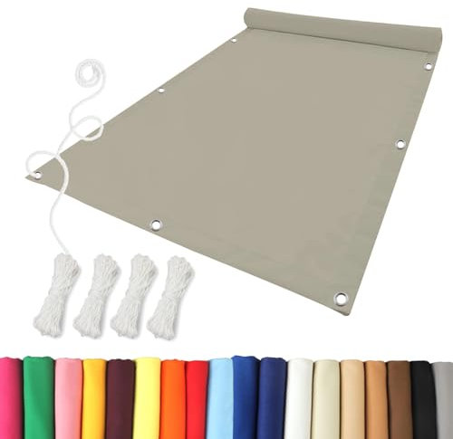 Telo di ricambio per ombrellone 4 x 8 m Tenda da Sole Privacy con Occhielli Idrorepellente, Anti UV Parasole Rettangolare per Serra/Balcone/Cortile/Tetto, Cachi