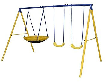 Zero Gravity Kids Swing Set With Sturdy Metal Frame. Garden Fun For Up To 4 Children (Space Shuttle)