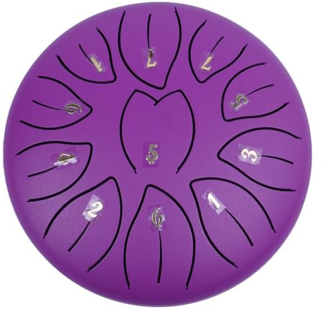 Tambor de lluvia para jardín, instrumento de tambor etéreo exterior, timbre de lluvia, tambor de lengua de acero en forma de LE de 11 notas de 6 pulgadas, tambor de meditación de mano, instrumento de