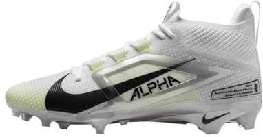 Nike Alpha Menace 4 Elite - Tacos de fútbol (FD7036-600, rojo universitario/rojo/negro/blanco), Blanco/plateado metálico/polvo de fotón/negro, 42 EU